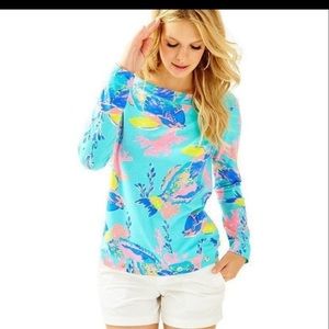 Lilly Pulitzer XS Jojo Top in Shorely Blue Sanstorm 💙🐟